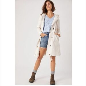 NWT-ANTHRO Stevie Faux Leather Utility Cream Mid Length Jacket